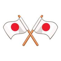 Crossed flags of Japan icon, cartoon style vector