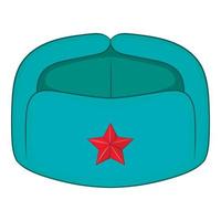 Earflaps Russian hat icon, cartoon style vector