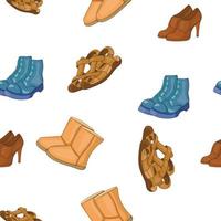 Different types of shoes pattern, cartoon style vector