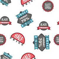 Black Friday sale tags pattern, cartoon style vector