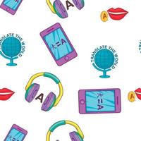 Learning foreign languages pattern, cartoon style vector