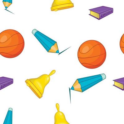 School supplies pattern, cartoon style