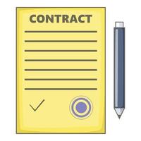 Contract icon, cartoon style vector