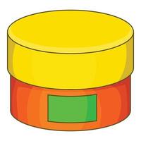Cream jar icon, cartoon style vector
