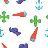 Sailing equipment pattern, cartoon style vector