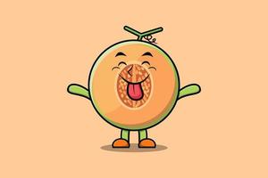 cartoon Melon character with flashy expression vector