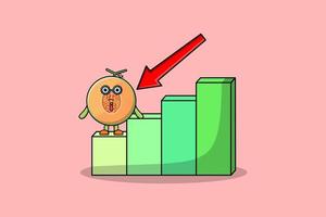 Melon cute businessman mascot with inflation chart vector