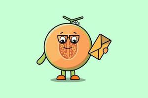 Cute cartoon Melon holding envelope character vector