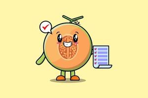 Cute cartoon Melon character hold checklist note vector