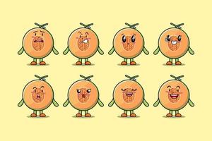 Set kawaii Melon cartoon character with expression vector