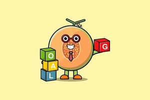 Cute cartoon Melon businessman stacking goal box vector