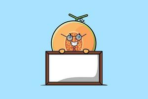 Cute cartoon Melon teacher with big whiteboard vector