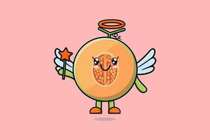 Cute Cartoon Melon character in the form of fairy vector