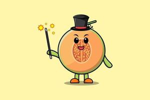 A gorgeous smart cute cartoon magician Melon style vector