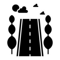 icono de glifo de paisaje de carretera vector