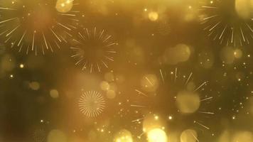 animación de fuegos artificiales dorados para año nuevo y celebración video