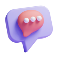 3D-Sprechblasen-Symbol oder Benachrichtigungssymbol für Chat-Nachrichten oder 3D-Online-Messaging-Symbol png