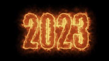 texte 2023 animation isolée sur fond noir, 2023 nouvel an, modèle de conception joyeux 2023 nouvel an concept vacances animer carte video