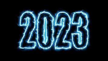 Text 2023 animation Isolated on black background, 2023 new year, design template Happy 2023 New Year concept Holiday animate card video