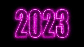texto 2023 animação isolada em fundo preto, 2023 ano novo, modelo de design feliz 2023 ano novo conceito feriado cartão animado video