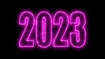 animación de texto 2023 aislada en fondo negro, año nuevo 2023, plantilla de diseño feliz 2023 concepto de año nuevo tarjeta animada de vacaciones video