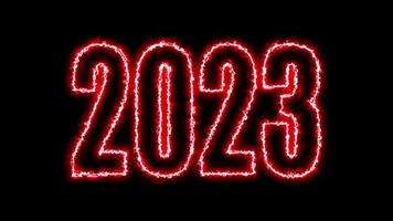 Text 2023 animation Isolated on black background, 2023 new year, design template Happy 2023 New Year concept Holiday animate card video