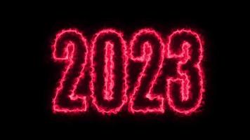 text 2023 animering isolerat på svart bakgrund, 2023 ny år, design mall Lycklig 2023 ny år begrepp Semester animera kort video