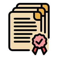 Documents reliability icon color outline vector