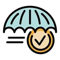 Umbrella reliability icon color outline vector