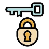 Key padlock reliability icon color outline vector