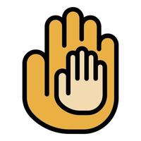 Hands help reliability icon color outline vector