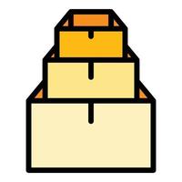 Pile stack box icon color outline vector