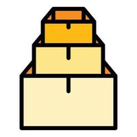 Pile stack box icon color outline vector