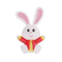 Personagem de desenho animado de coelho fofo 3d isolado, elemento para o ano novo chinês, festivais chineses, lunar, cyn 2023, ano do coelho, renderização em 3d. png