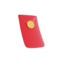 3D red envelope isolated, decoration for Chinese new year, Chinese Festivals, Lunar, CYN element, 3d rendering. png