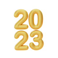 feliz ano novo 2023, número dourado isolado, decoração para o ano novo chinês, festivais chineses, elemento cyn, renderização em 3d. png