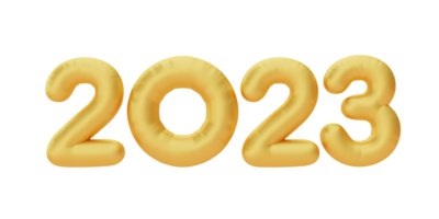 feliz ano novo 2023, número dourado isolado, decoração para o ano novo chinês, festivais chineses, elemento cyn, renderização em 3d. png