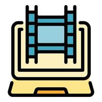 Create video icon color outline vector