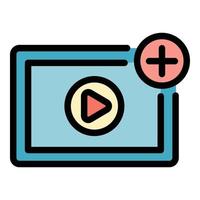 nuevo icono de video vector de contorno de color