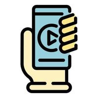 Video smartphone icon color outline vector