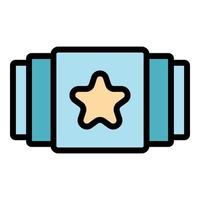 Star playlist icon color outline vector