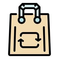 Eco recycle bag icon color outline vector