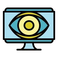 Big eye monitor icon color outline vector