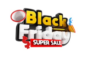 3d Render Black Friday Super Sale Label rechte Seitenansicht png