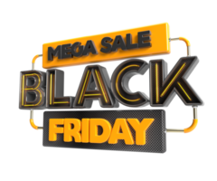 black friday mega sale 3d realistisch render linke seitenansicht objekt png