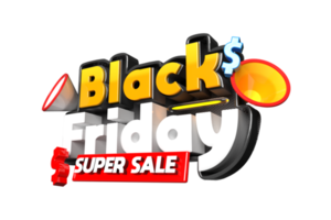 3D Render Black Friday Super Sale Label linke Seitenansicht png