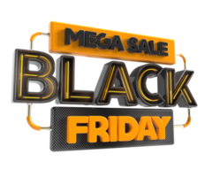 mega venda de sexta-feira negra 3d renderização realista objeto de visualização do lado direito png