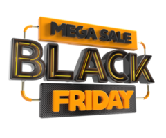 black friday mega sale 3d rendu réaliste vue côté droit objet png