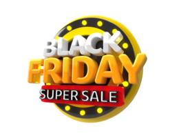 Black Friday Left Side View 3D Render Object PNG