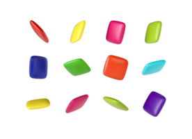 caramelo de color forma cuadrada pastillas de caramelo de chocolate colorido vista superior ilustración 3d png